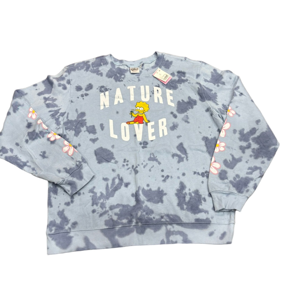 Simpsons “Nature Lover” Blue Tie-dye Crewneck Sweater Size XXL NWT